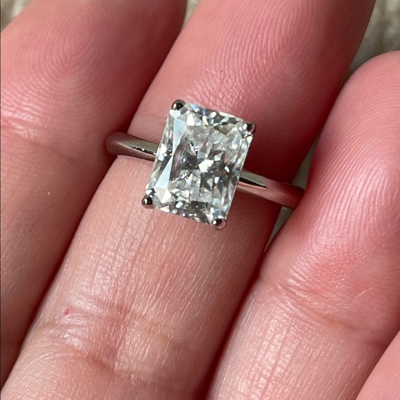 unbranded Jewelry - Radiant Cut 3ct Moissanite Ring in 925 Sterling Silver Size 5 GRA Certificate